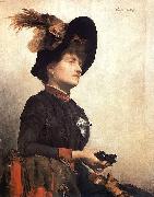 Portrait of a lady with binoculars unknow artist